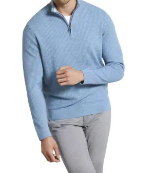 1/4 Zip Pullover Sweater In Blue Grey