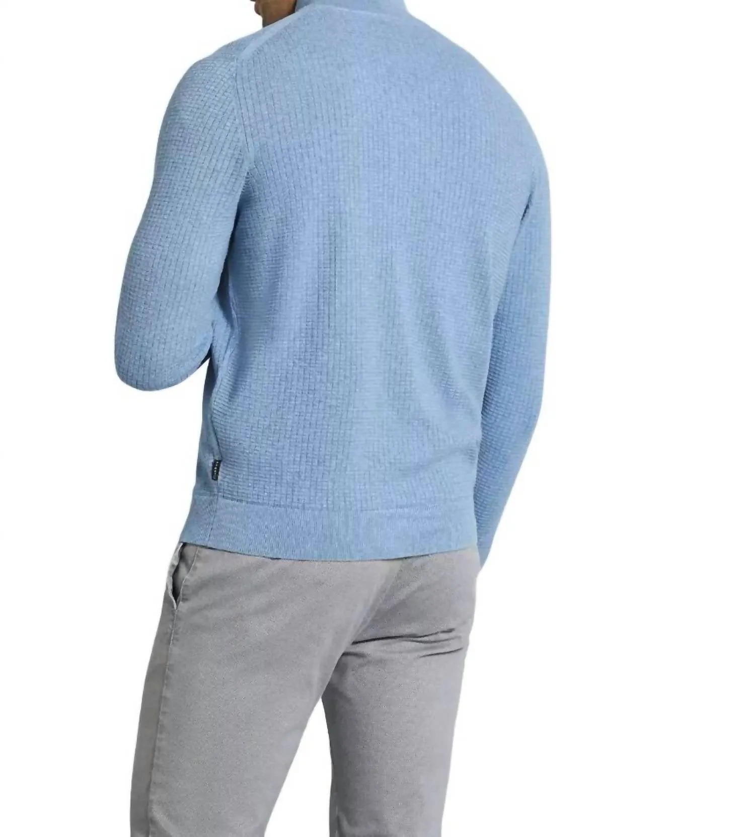 1/4 Zip Pullover Sweater In Blue Grey