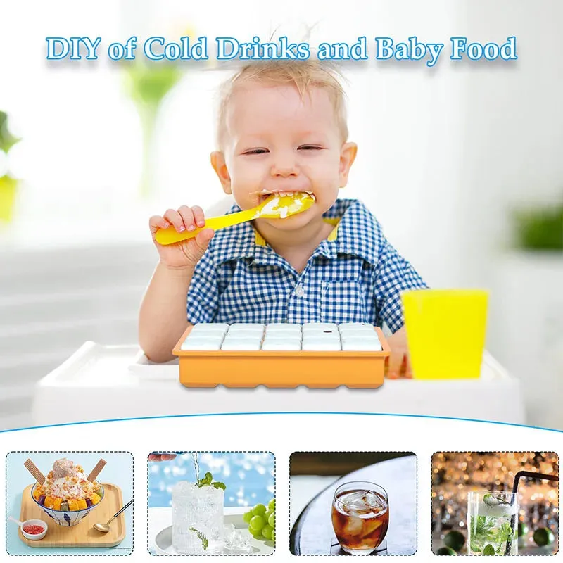 15 Grid Ice Cube Tray Silicone Ice Tray Easy-Release Flexible Molds Reusable Stackable Ice Trays  Freezer for Cocktail Whiskey
