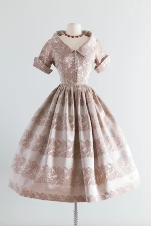 1950's Autumn Leaves Brocade Cocktail Party Dress / Waist 27