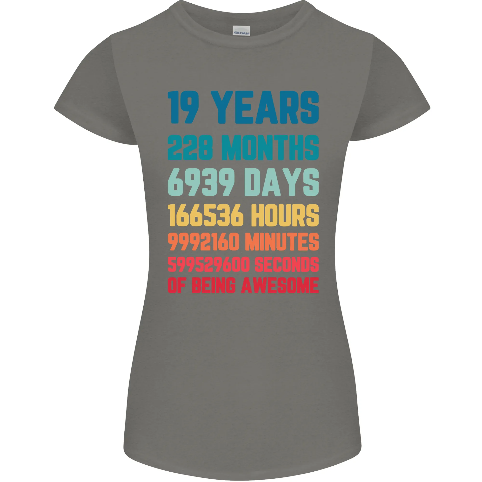 19th Birthday 19 Year Old Womens Petite Cut T-Shirt