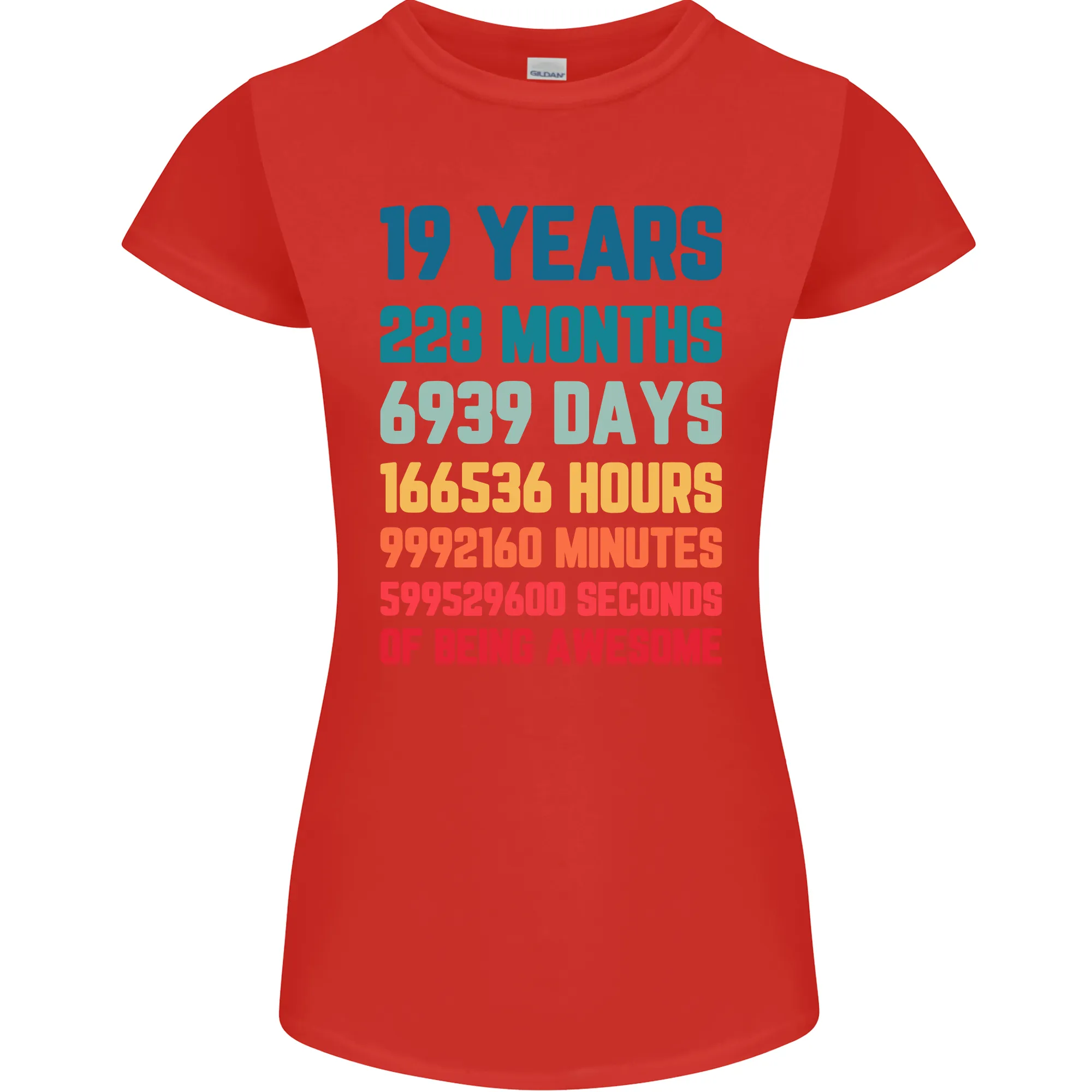 19th Birthday 19 Year Old Womens Petite Cut T-Shirt