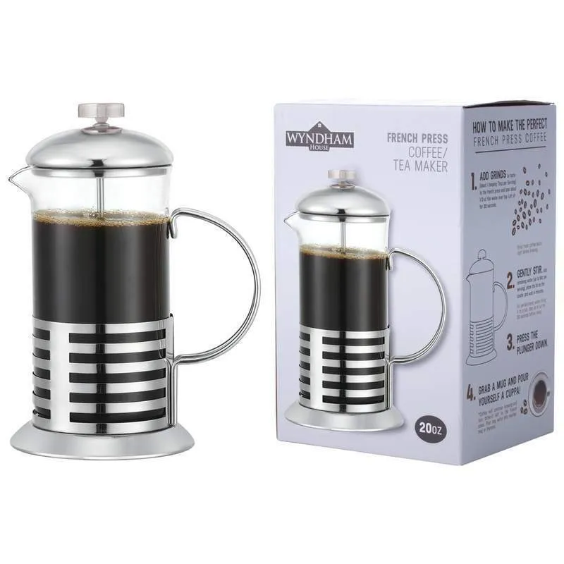 20 Ounce French Press Coffee-Tea Maker - Glass & Stainless-Steel Coffee Press