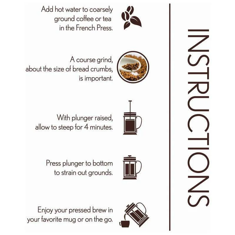 20 Ounce French Press Coffee-Tea Maker - Glass & Stainless-Steel Coffee Press