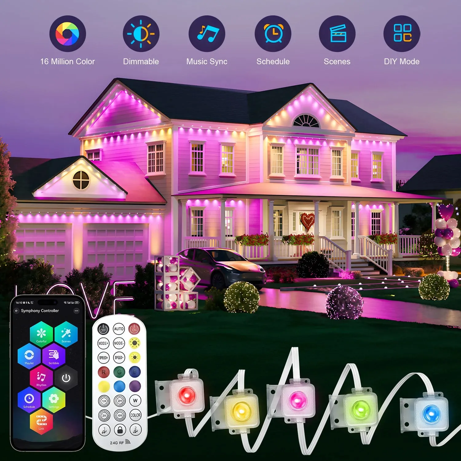 20M Permanent Outdoor Lights APP Smart RGBIC Eaves LED Lights Full House Party Daily Lighting Christmas Holiday Decorations