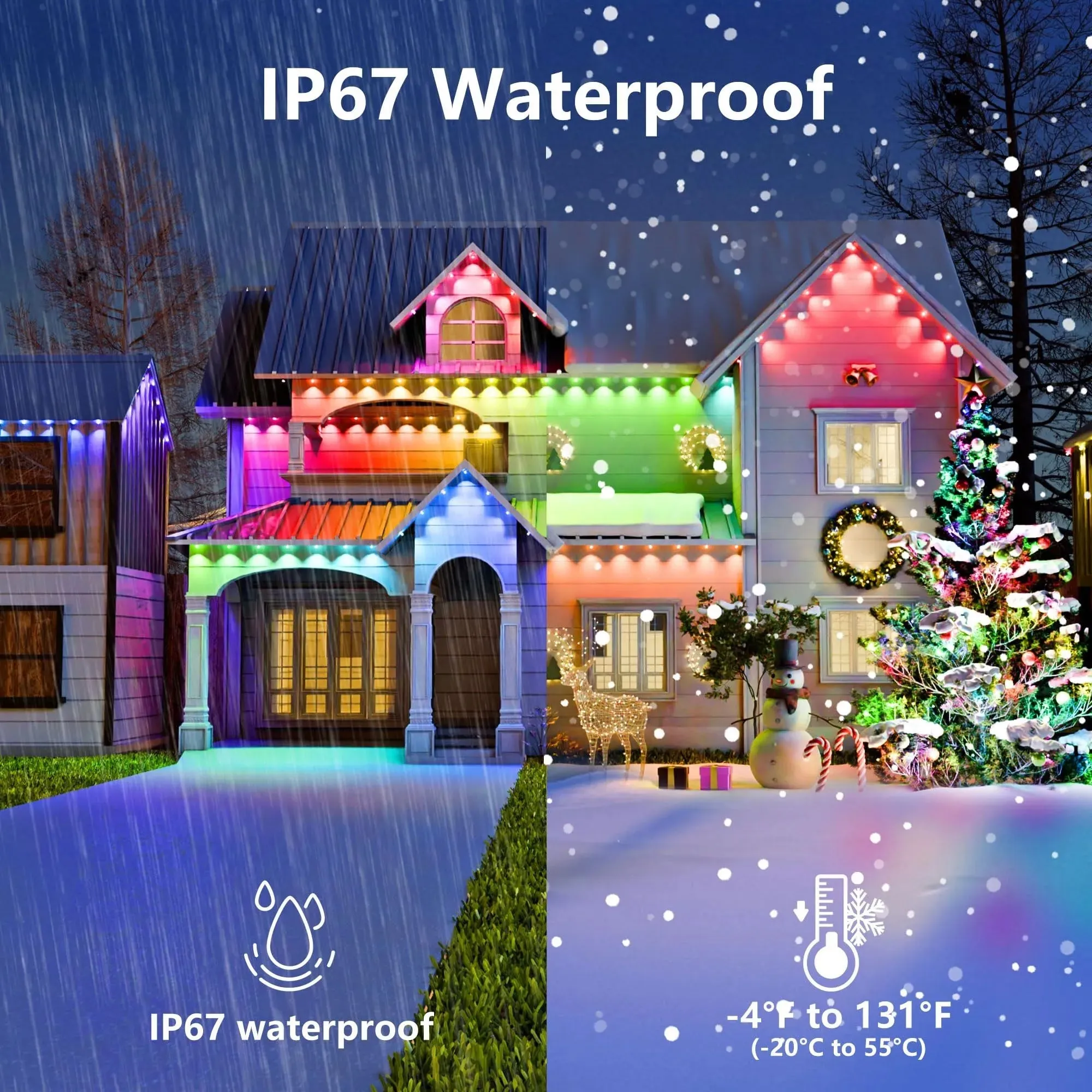 20M Permanent Outdoor Lights APP Smart RGBIC Eaves LED Lights Full House Party Daily Lighting Christmas Holiday Decorations