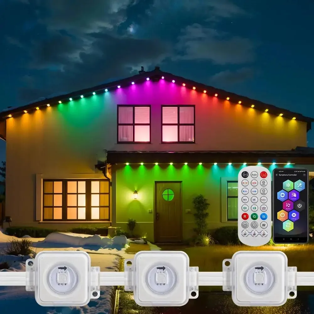 20M Permanent Outdoor Lights APP Smart RGBIC Eaves LED Lights Full House Party Daily Lighting Christmas Holiday Decorations