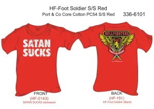 336-6101 T-Shirt, Short Sleeve, Satan Sucks/Foot Soldiers (Red)