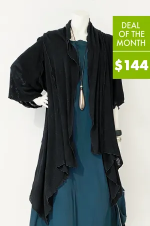 3/4 Wrap Coat in Black Sierra