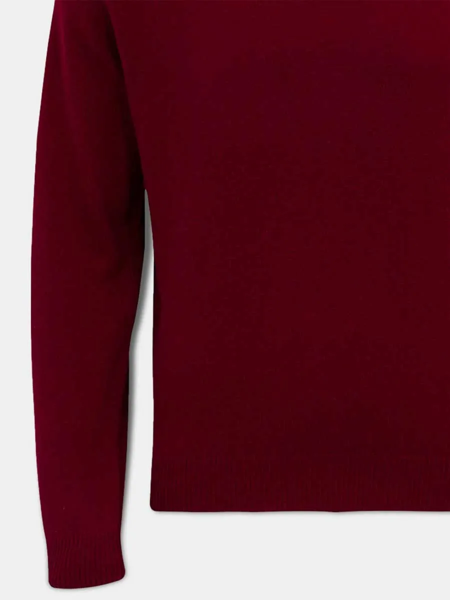 40% OFF ALAN PAINE Streetly Men's V Neck Lambswool Jumper - Bordeaux - Size Large