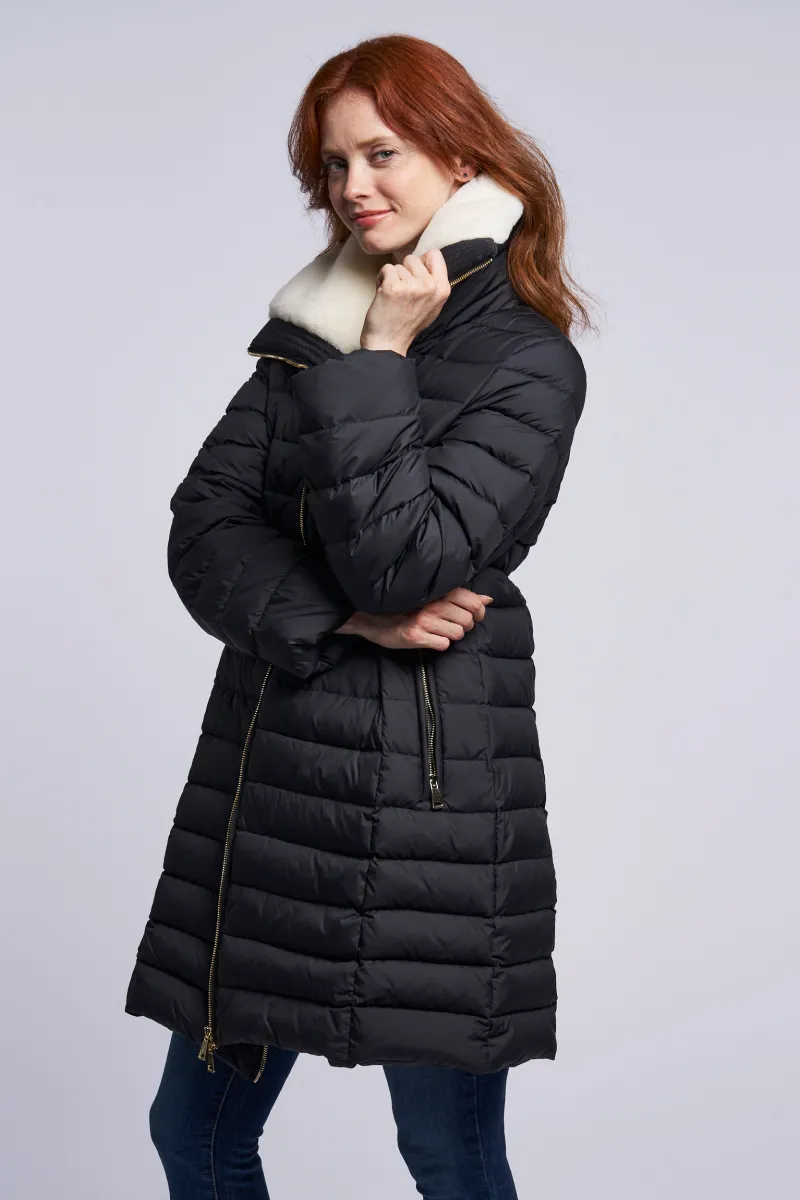4281 Down coat shearling collar Two color ways  January Special $390.00