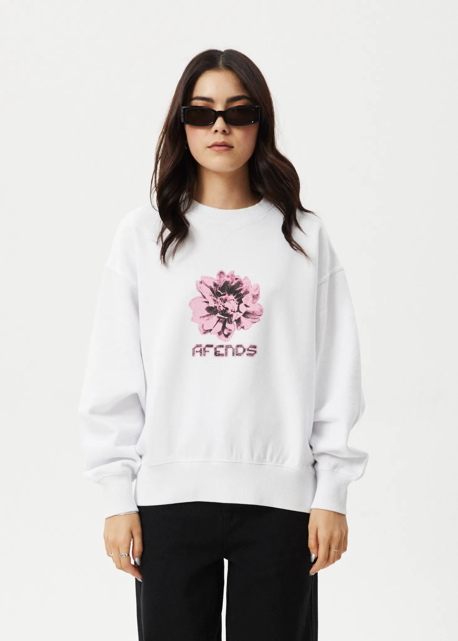 AFENDS Womens Bloom - Crew Neck - White