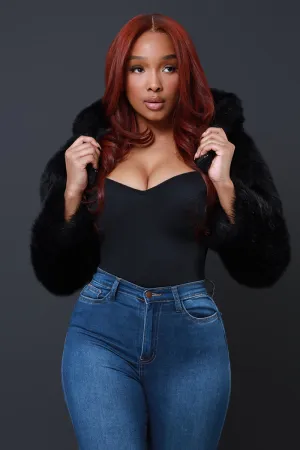 All Went Crazy Faux Fur Bolero Jacket - Black
