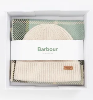 Barbour Womens Pendle Beanie & Blair Scarf Gift Set Soft Mint