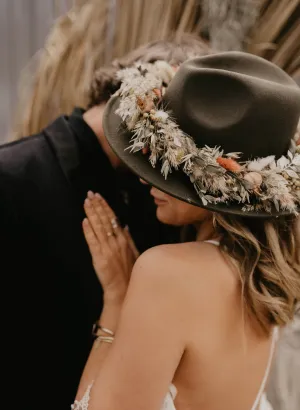 Bea Autumnal Dried Flower Bridal Fedora Wedding Hat