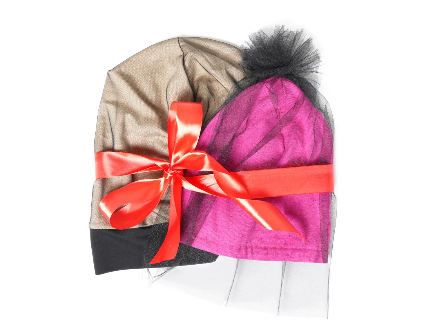 Beanies With Tulle Layer Set