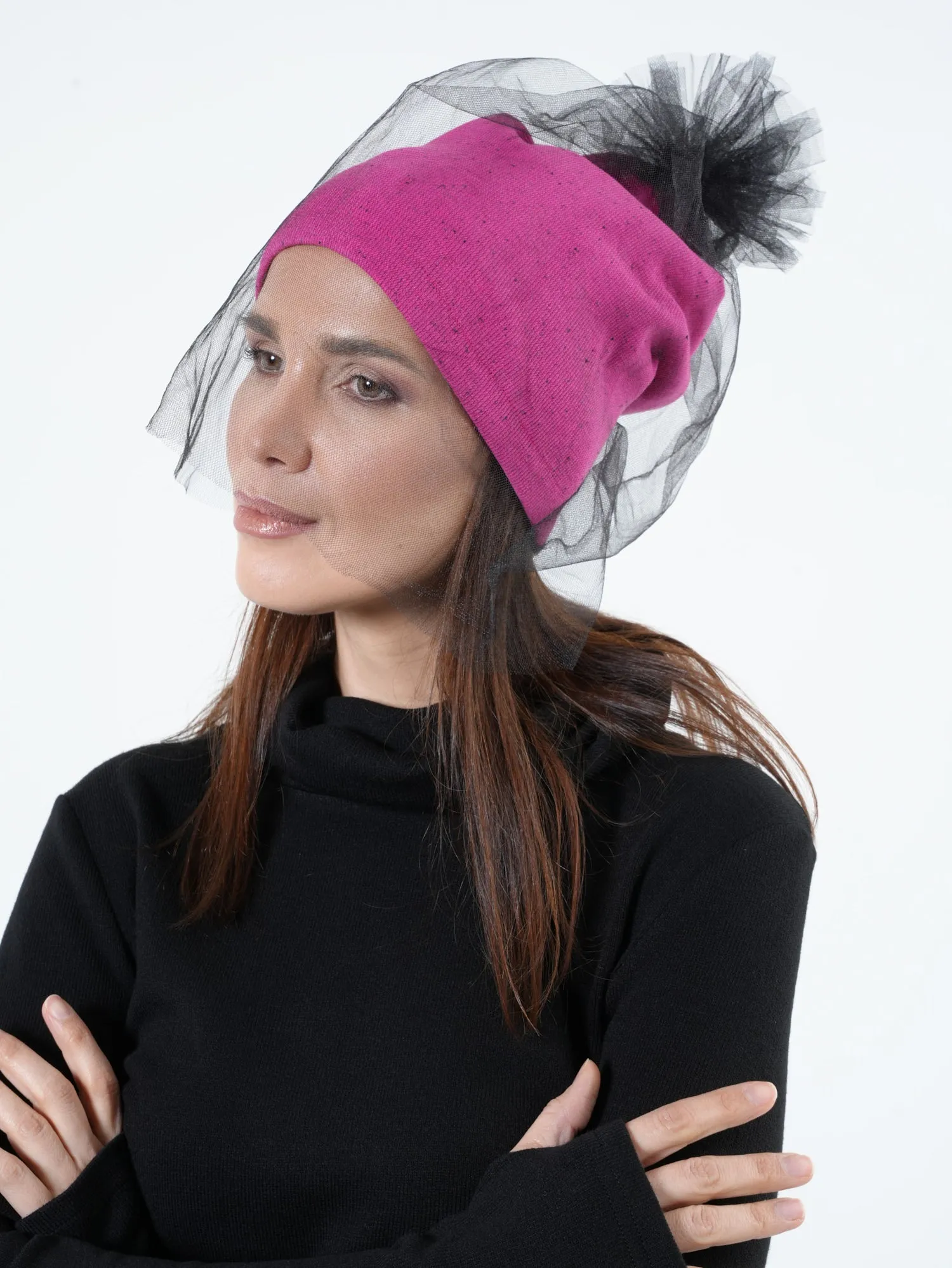 Beanies With Tulle Layer Set