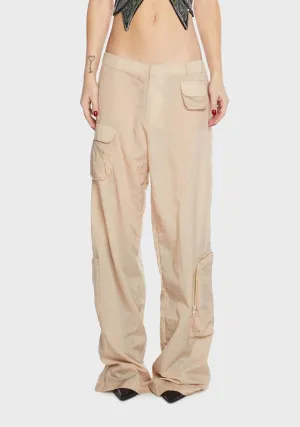 Beige Loose Pants With Pockets