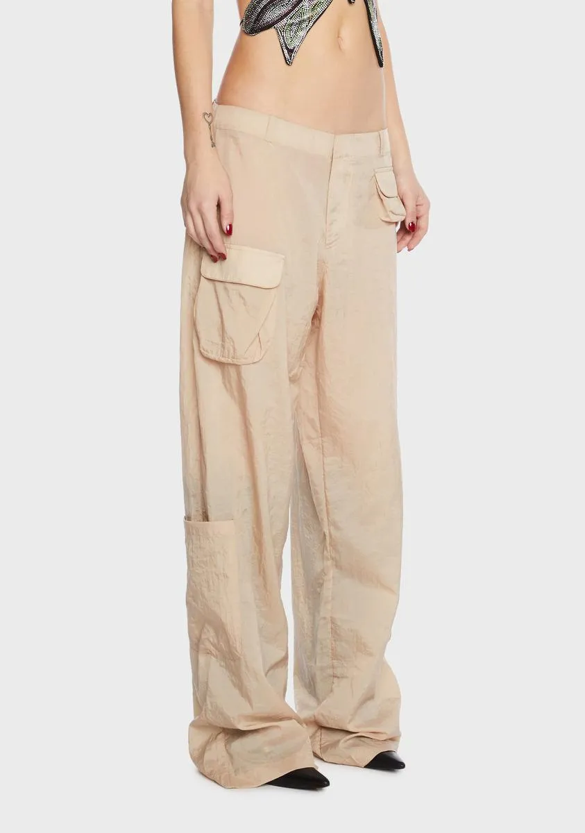 Beige Loose Pants With Pockets