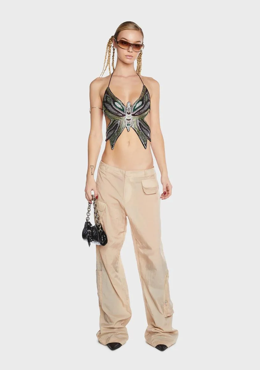 Beige Loose Pants With Pockets