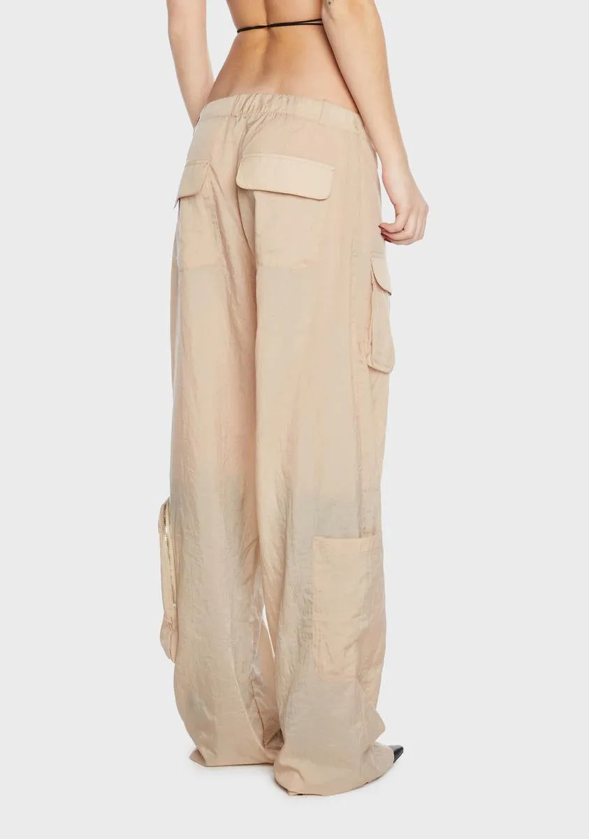 Beige Loose Pants With Pockets