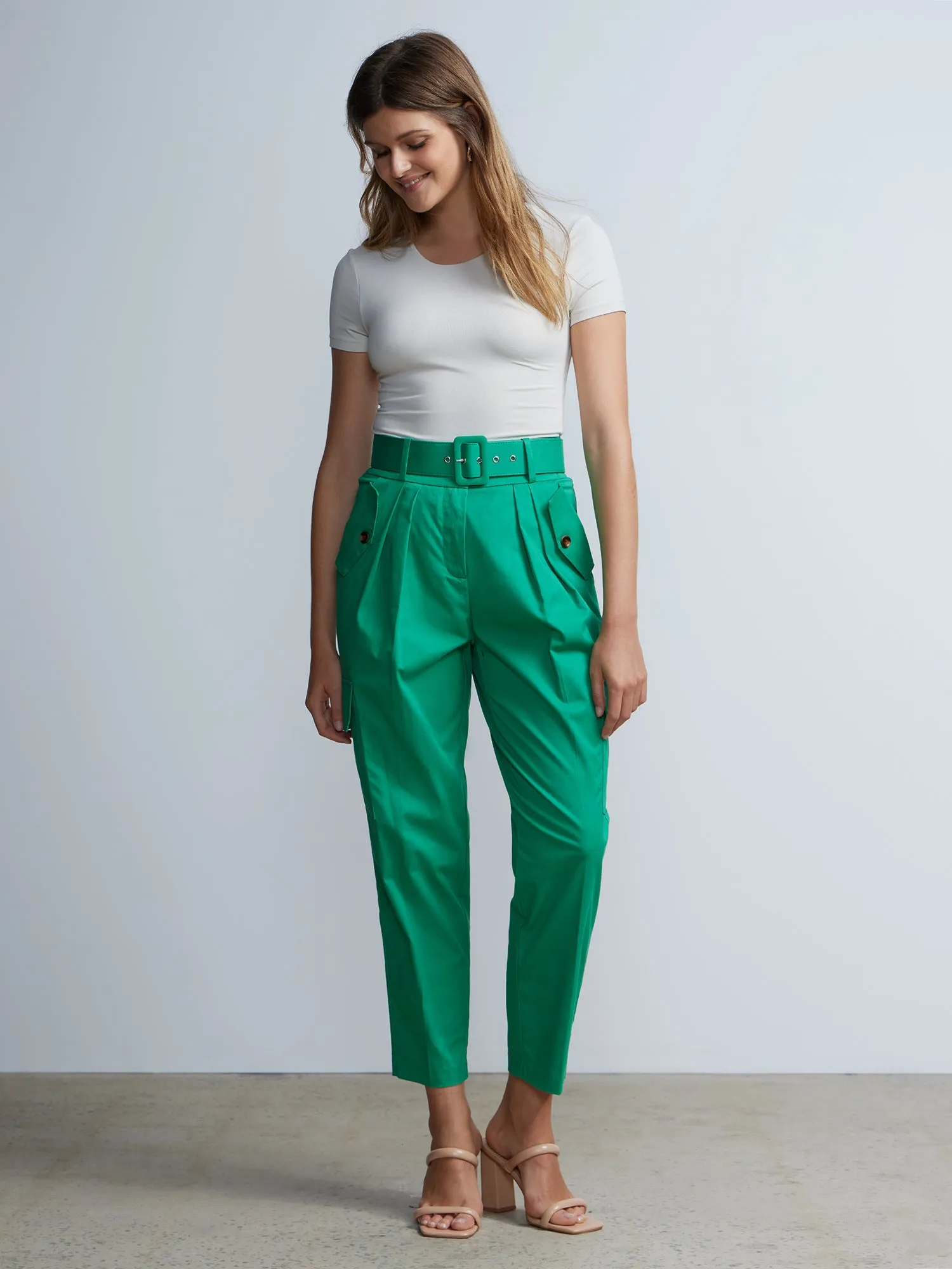 Belted Cropped Cargo Pant