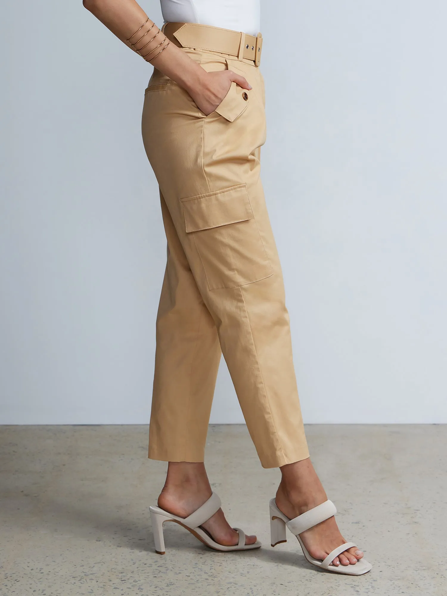 Belted Cropped Cargo Pant