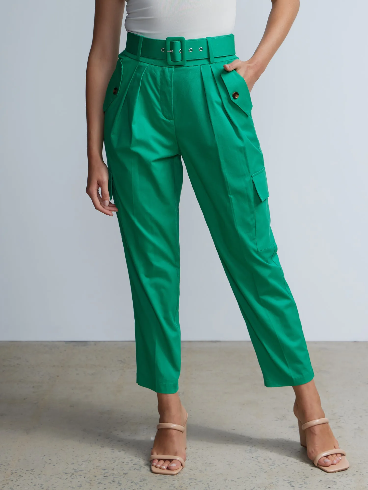 Belted Cropped Cargo Pant