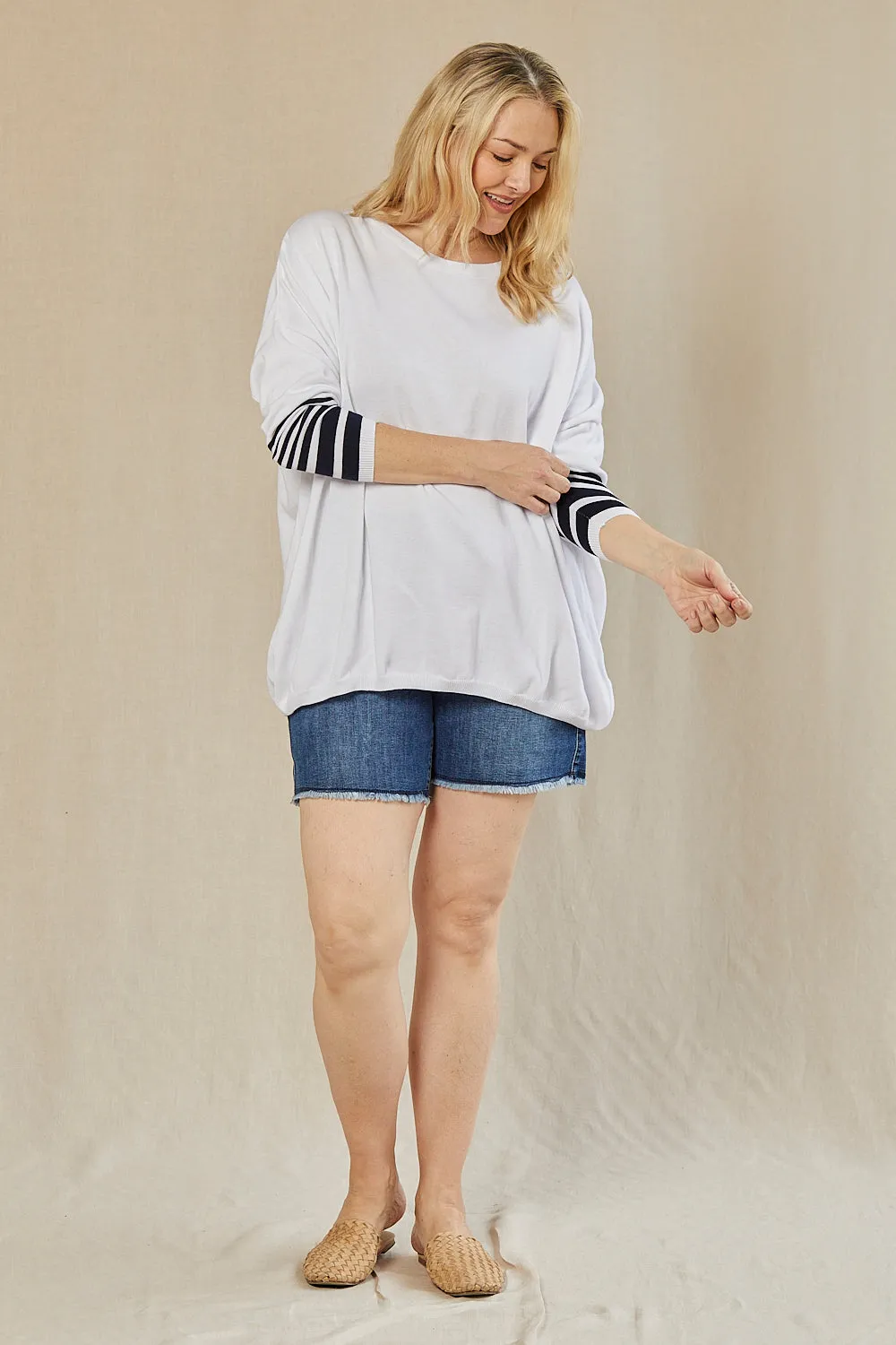 Binky Striped Jumper in White