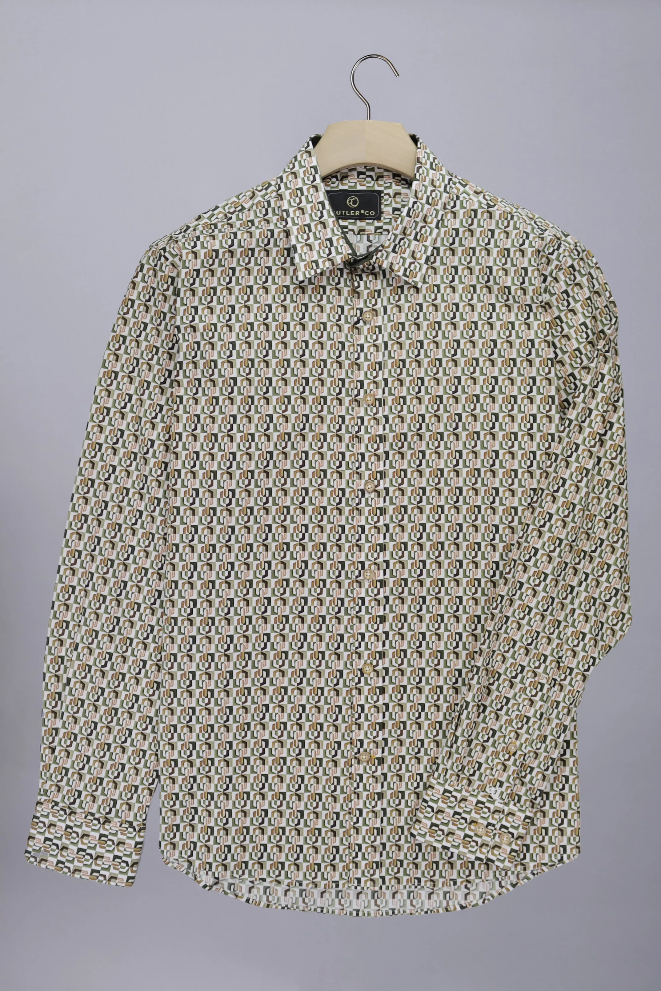 Blake Geo Print Shirt: Hemlock