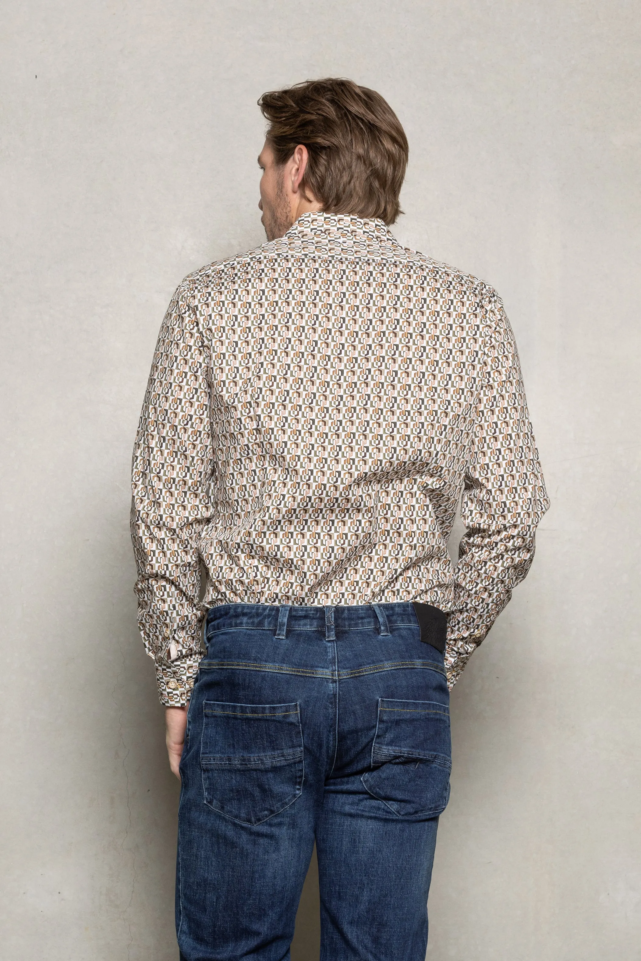 Blake Geo Print Shirt: Hemlock