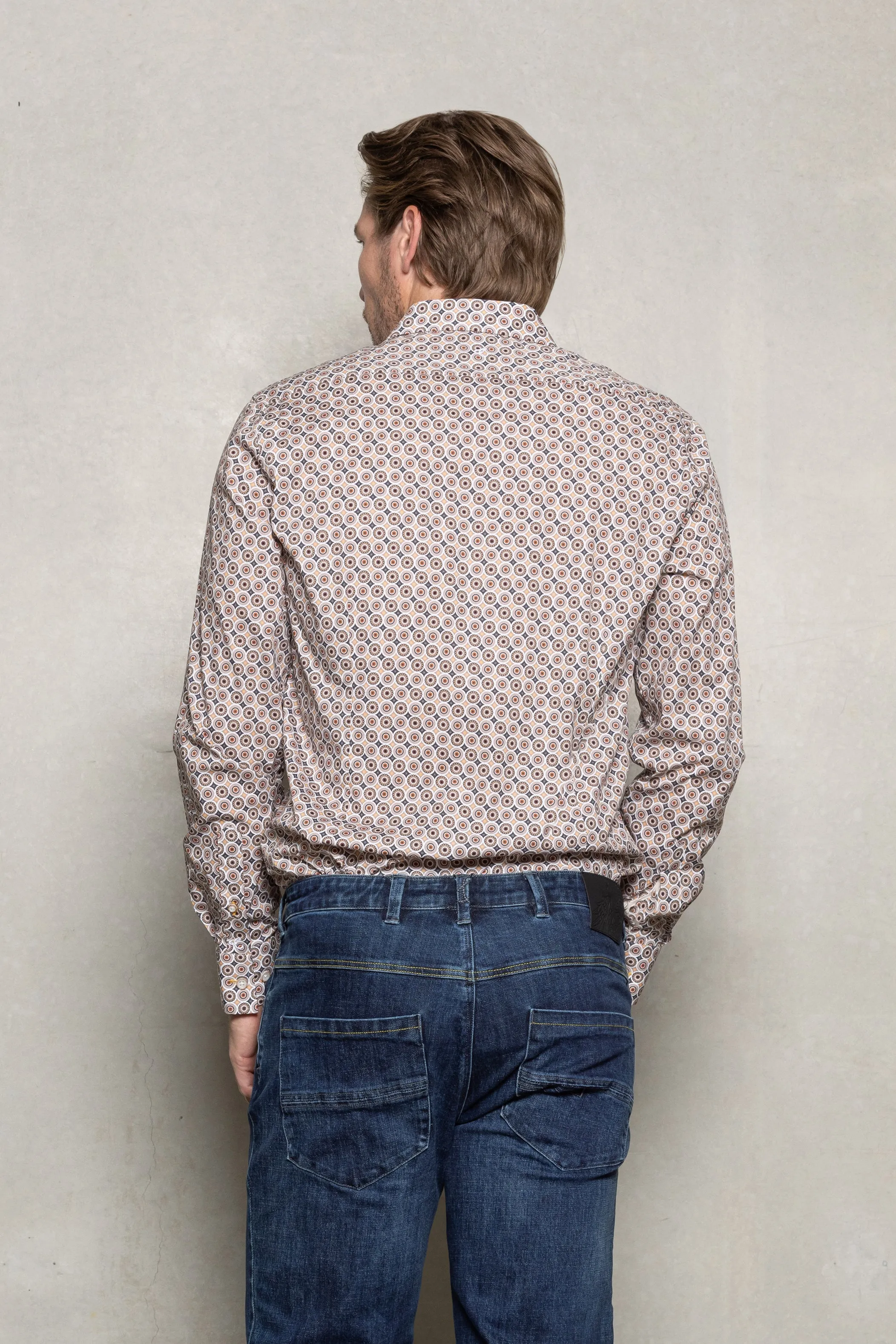 Blake Geo Print Shirt: Stonewall