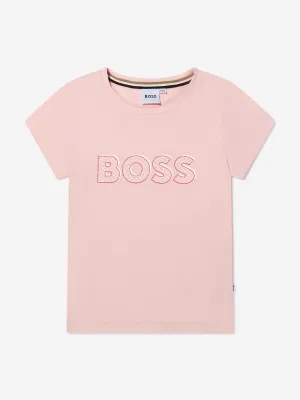 BOSS Girls Logo T-Shirt In Pink