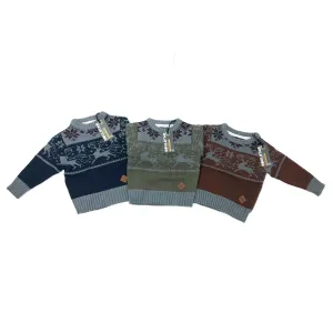Boys 'Reindeer' Knitted Grandad Jumper
