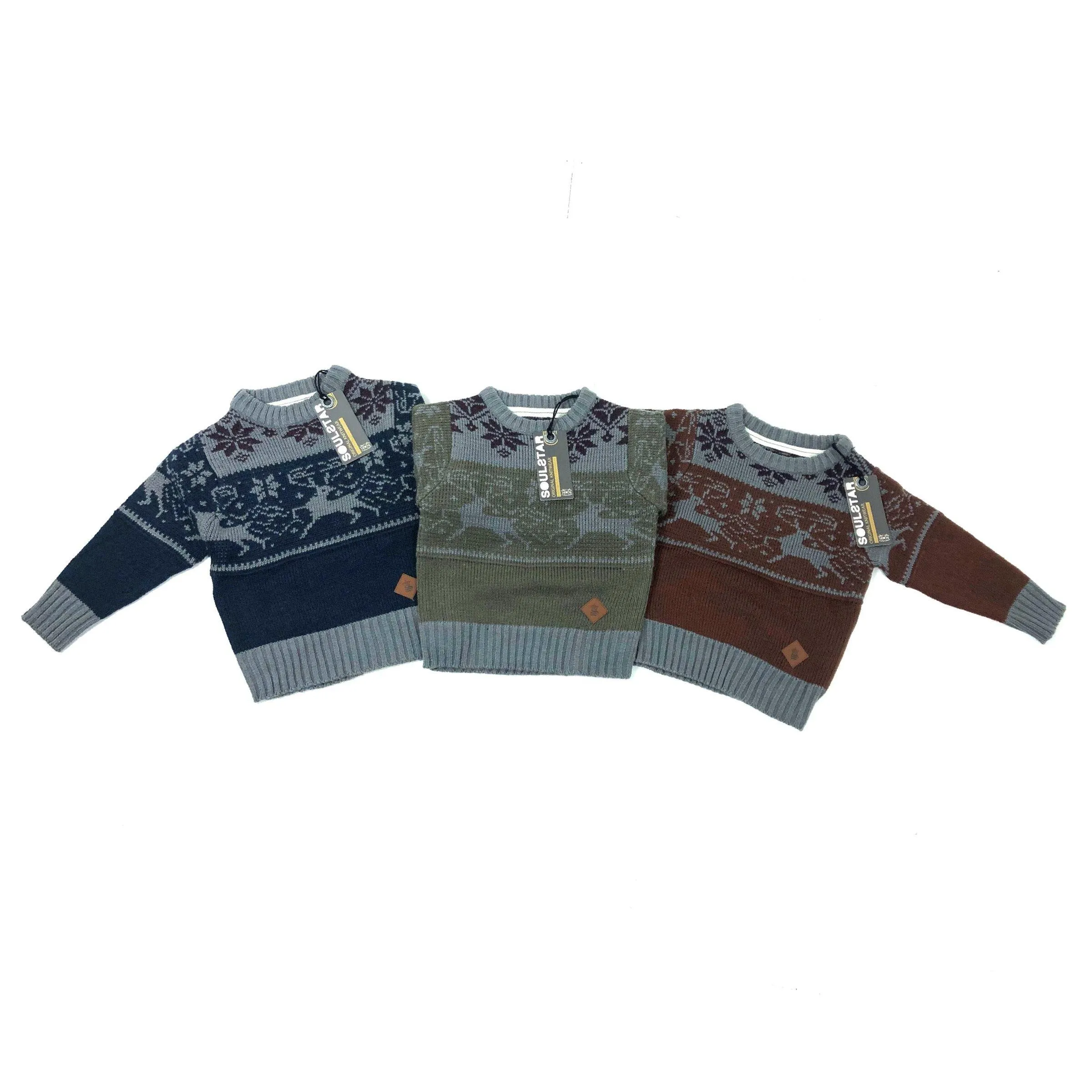 Boys 'Reindeer' Knitted Grandad Jumper