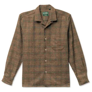 Brown Brushed Cotton Tweed Camp