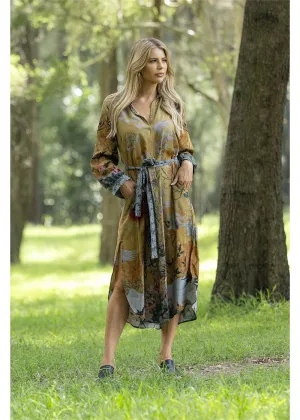 Buttoned Dress Lotus Sunset