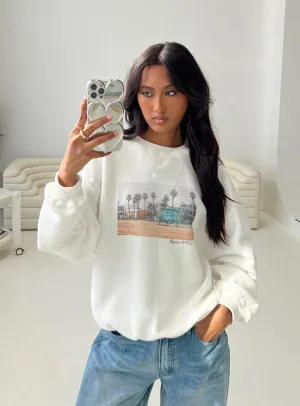 Cali Beach Crew Neck Sweatshirt White