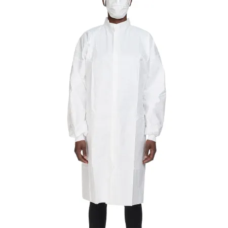 Cleanroom Lab Coat Contec® CritiGear™ White Large Knee Length Microporous Fabric Disposable - Contec Inc  Mfr# HCGA0032