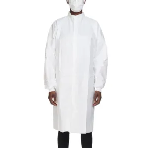 Cleanroom Lab Coat Contec® CritiGear™ White Large Knee Length Microporous Fabric Disposable - Contec Inc  Mfr# HCGA0032