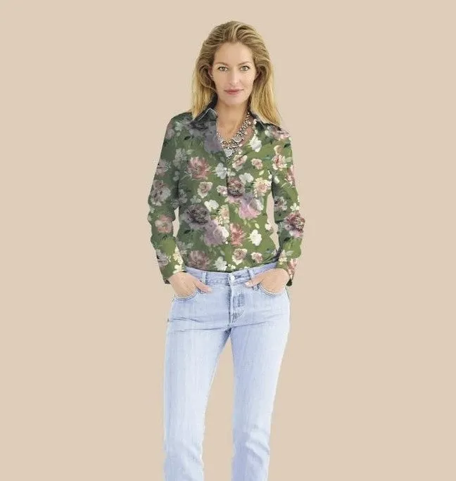 Cotton Print - Antique Olive Floral Print