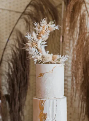 Crescent Moon Dried Flower Wedding Cake Topper
