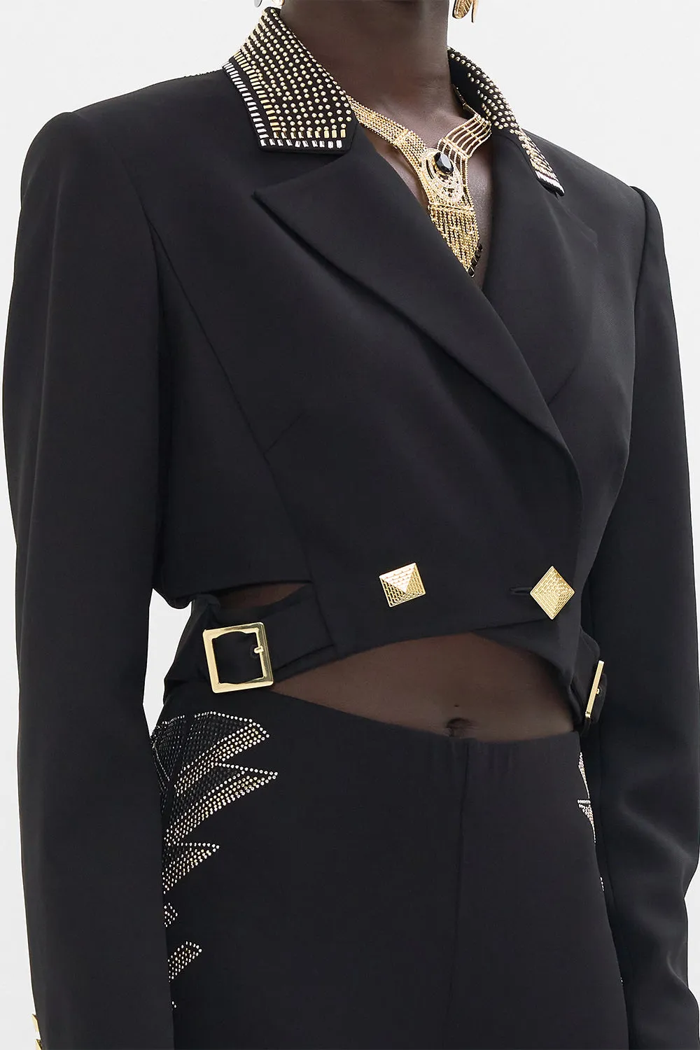 CROPPED JACKET WITH CUTOUT AND BUCKLE DETAIL THEY CALLED HER NEFERTARI