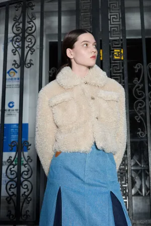 Cropped Teddy Jacket - Ivory