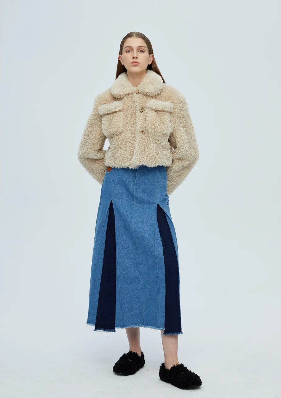 Cropped Teddy Jacket - Ivory
