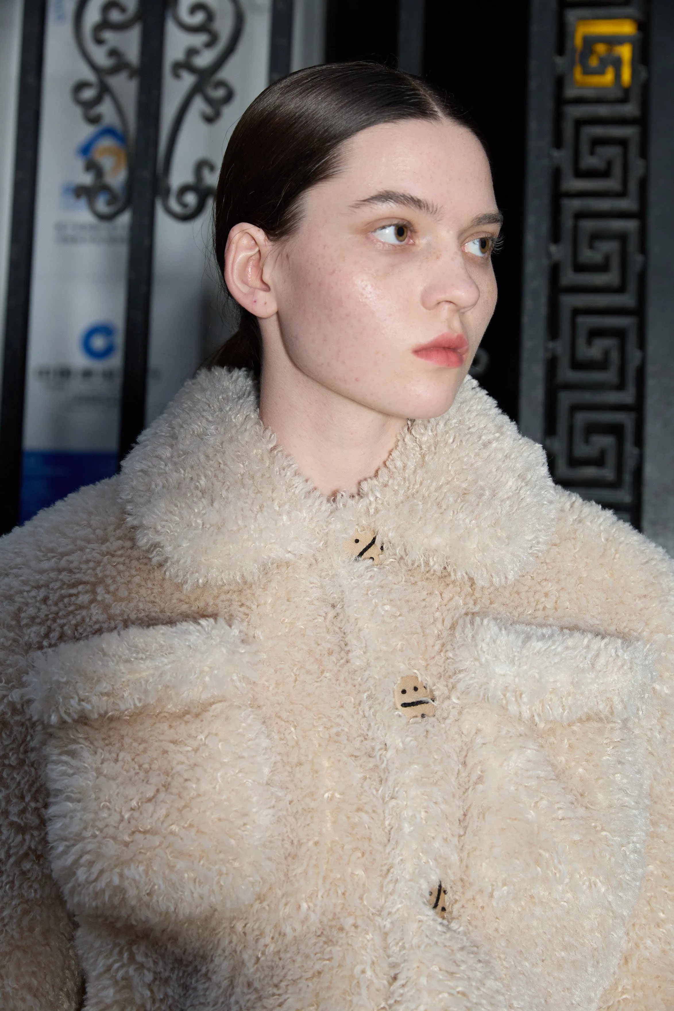 Cropped Teddy Jacket - Ivory