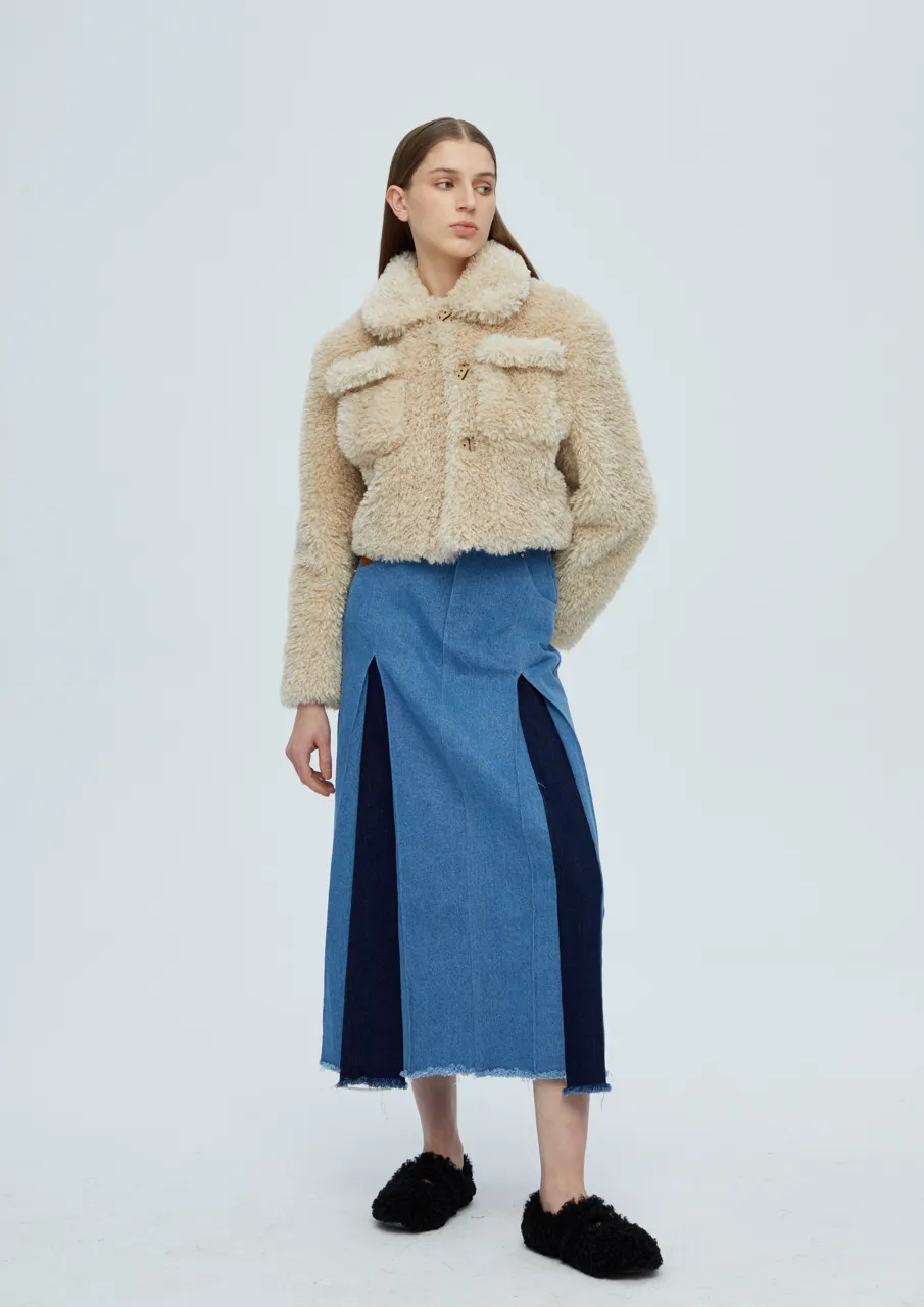 Cropped Teddy Jacket - Ivory