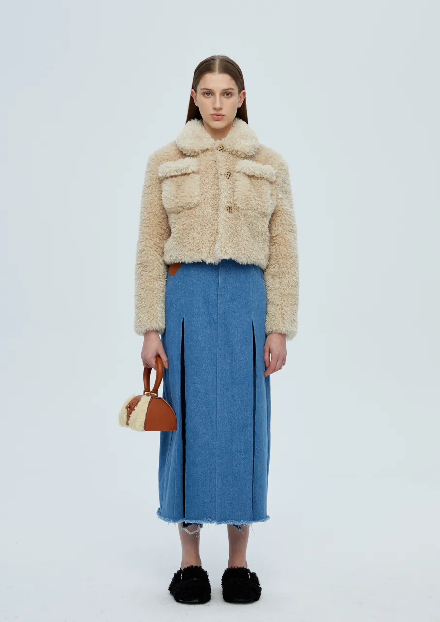 Cropped Teddy Jacket - Ivory