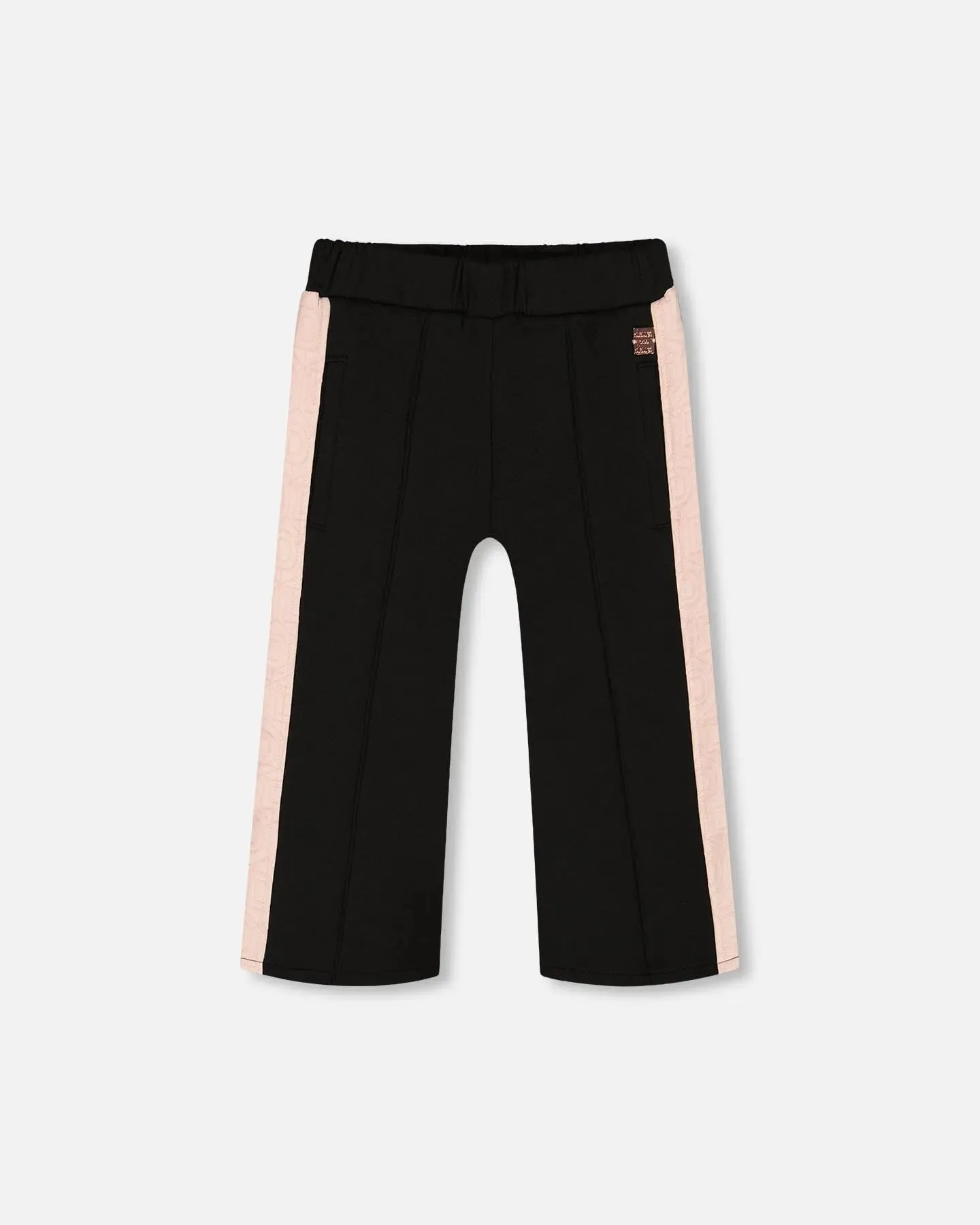 Cropped Wide Leg Pant With Contrast Band Black