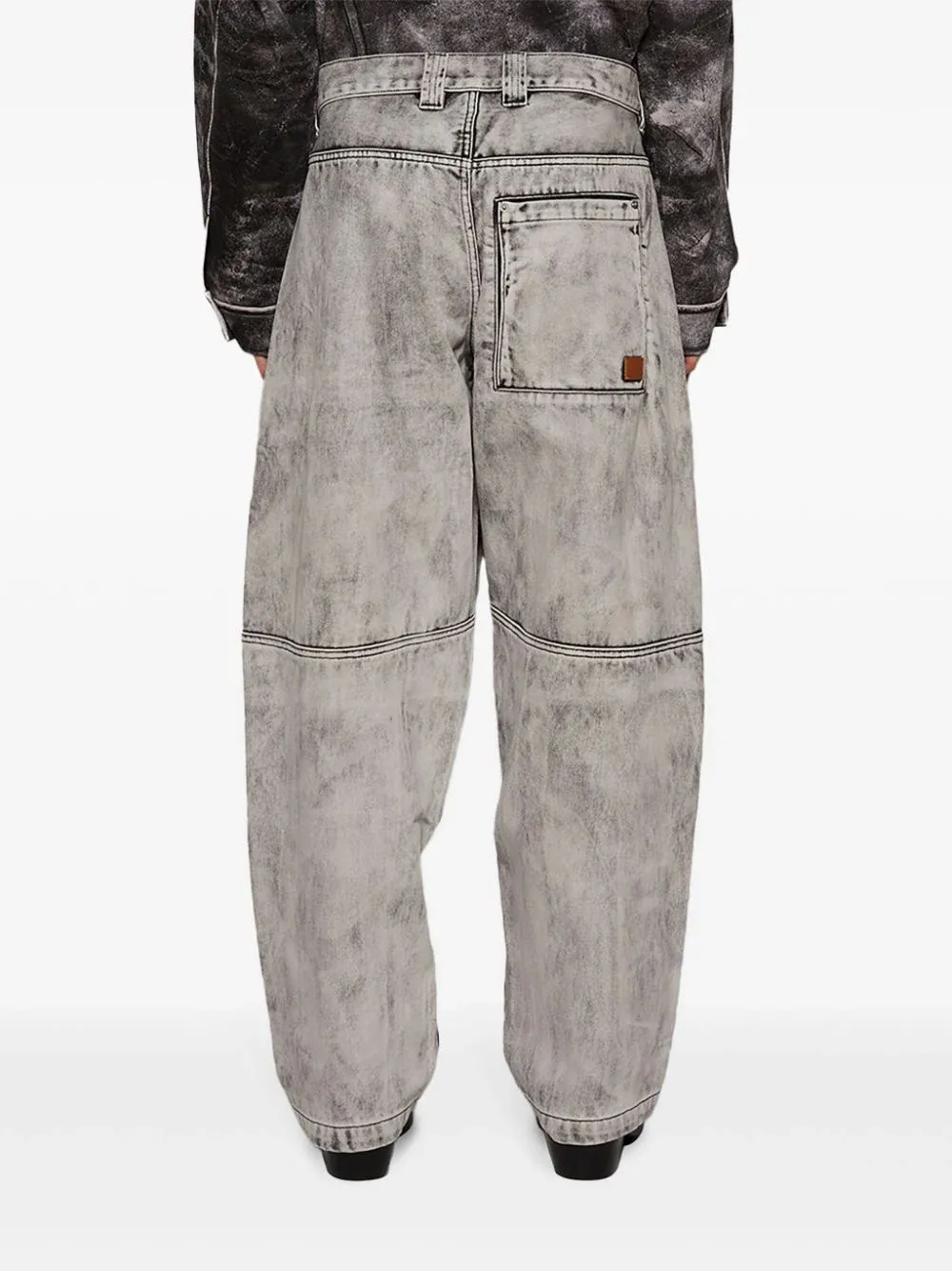 Denim Cargo Pants In Trompe-LÃƒÂ¢Ã¢â€šÂ¬Ã¢â€žÂ¢Oeil Leather Effect